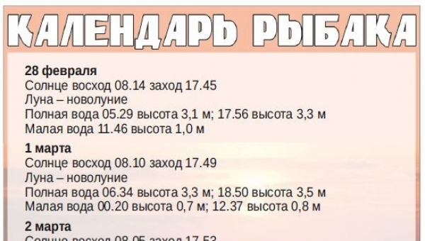 Календарь рыбака